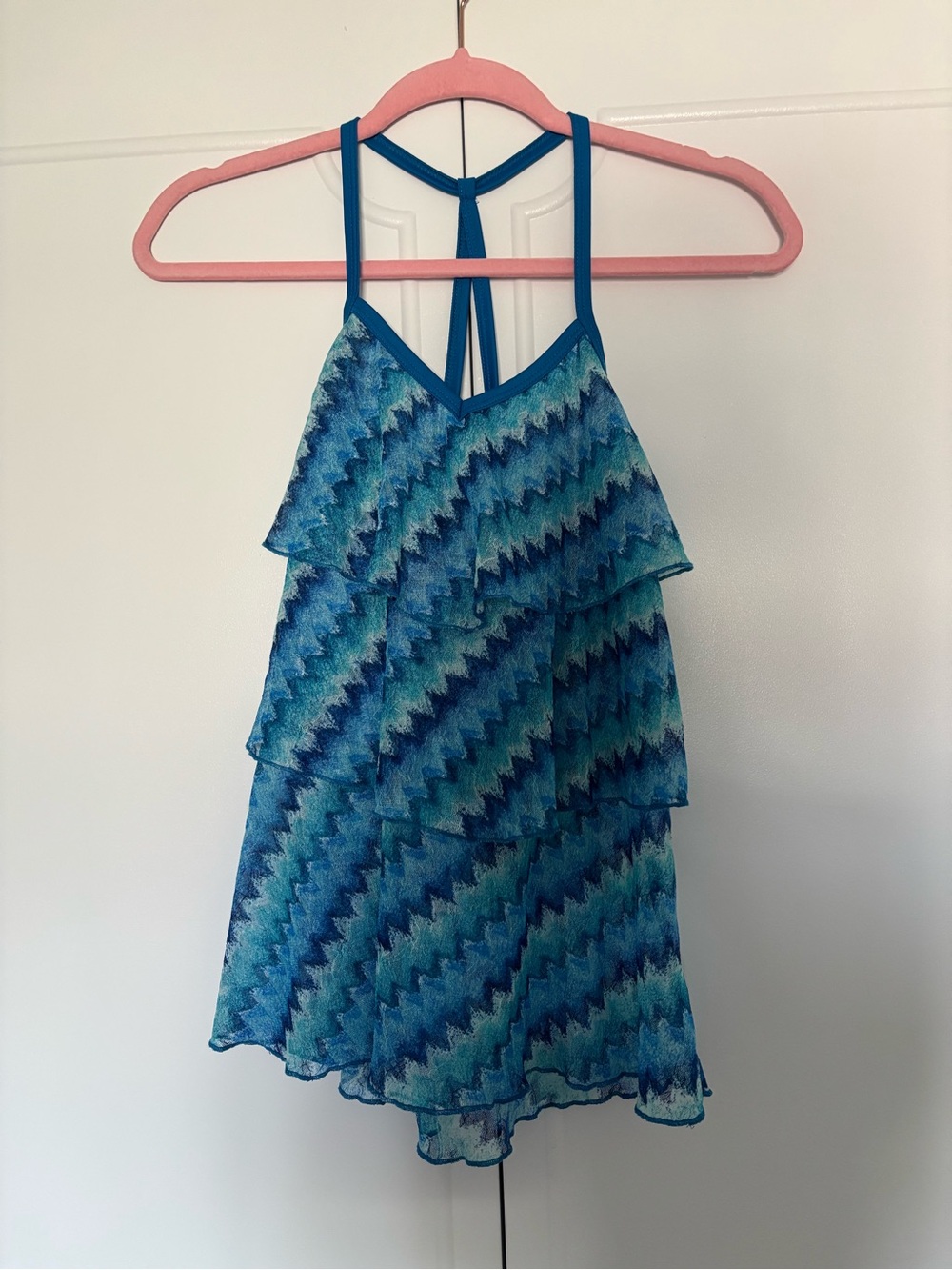 No Boundaries Blue Multi-Stripe Tiered coverup